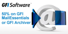 50% for minimum orders of 25 users on GFI MailEssentials or GFI Archiver. 